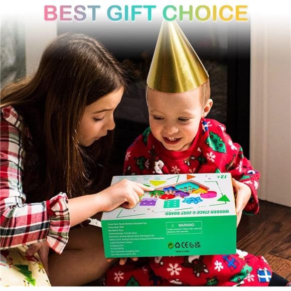 Wooden Sorting & Stacking Toys, Montessori Toys for 1 2 3 Years Old Toddlers - Picture 7 of 7